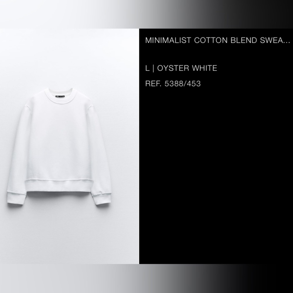 NWT ZARA MINIMALIST COTTON BLEND SWEATSHIRT